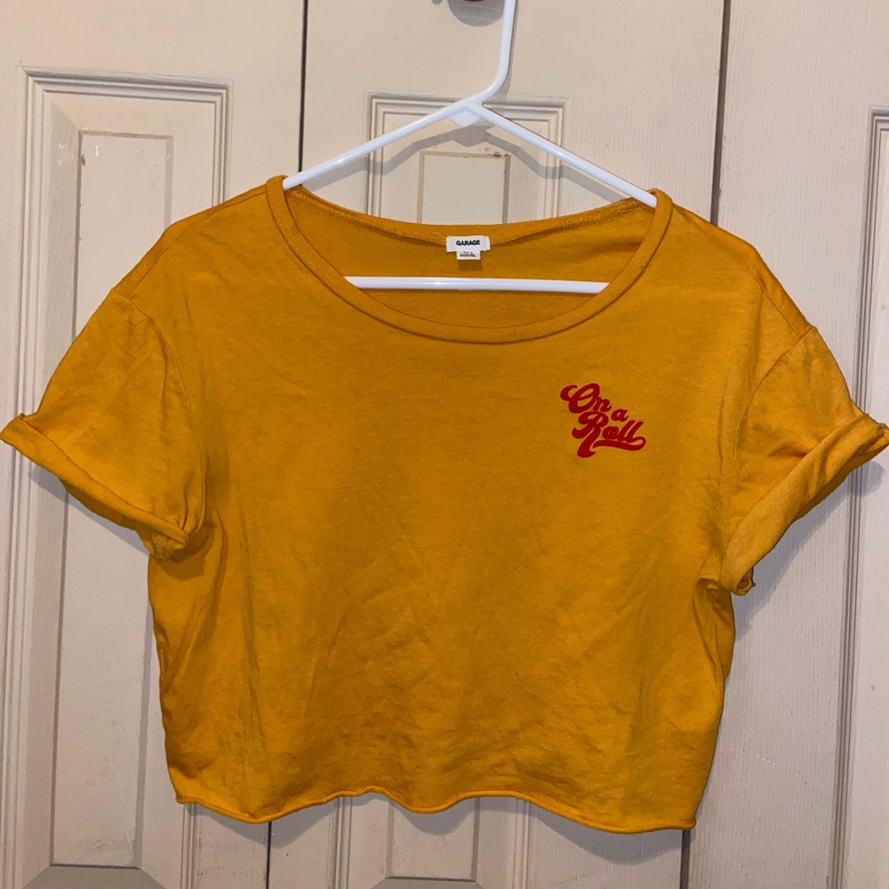 On a Roll Yellow/Orange Cropped Tee